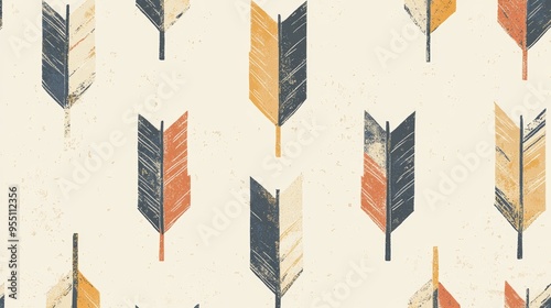 Colorful arrow patterns on a textured background, perfect for bohemian and artistic designs. photo