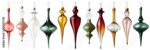 Vintage Glass Christmas Ornaments in Various Shapes and Colors, Historical Holiday Decor