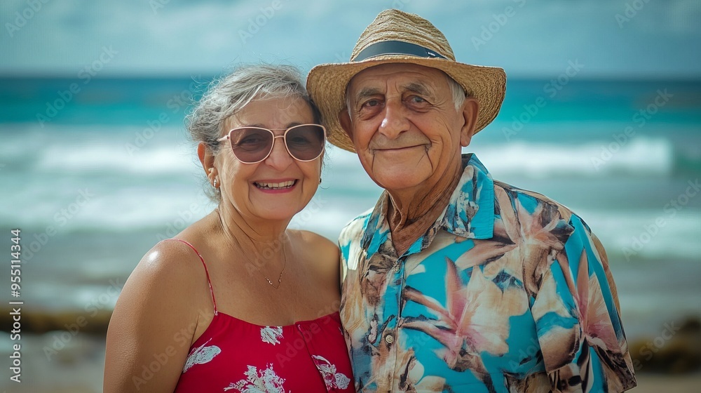 Happy senior couple enjoying their vacation at the beach. Happy senior couple enjoying their vacation at the beach.