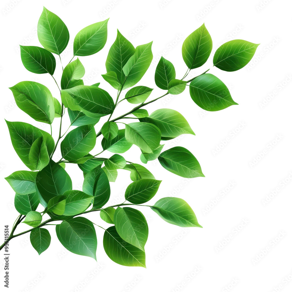 Vibrant green leaves on a branch, showcasing natural beauty and freshness, perfect for environmental themes and design projects. Vibrant green leaves on a branch, showcasing natural beauty and freshness, perfect for environmental themes and design projects.