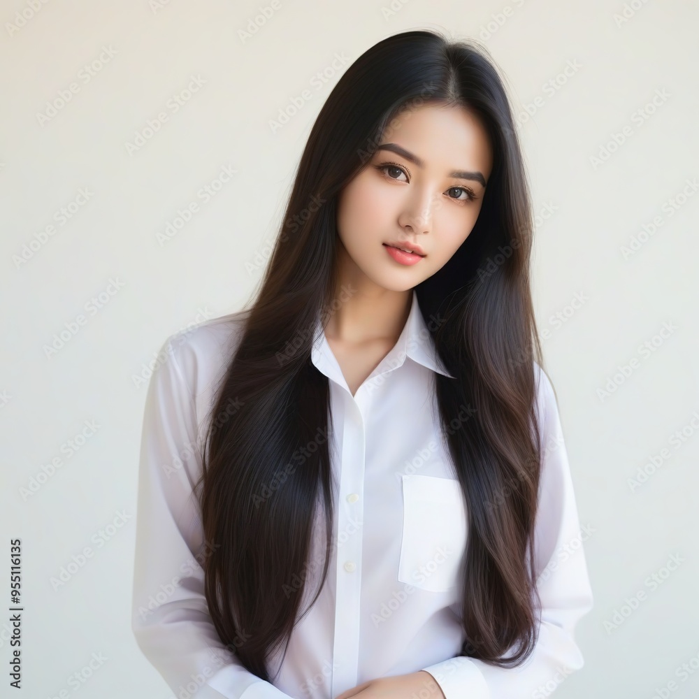 Attractive Girl with Long Hair and Bright Eyes Attractive Girl with Long Hair and Bright Eyes