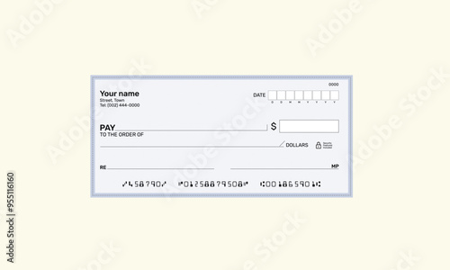Fake bank cheque, chequebook, Template blank cheque