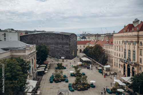 Photography Vienna, Austria - August 6, 2024: View of the Museum Quarter in Vienna