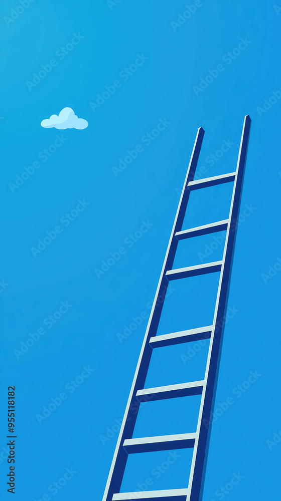 Reaching for the Top: A Ladder Against a Clear Blue Sky Reaching for the Top: A Ladder Against a Clear Blue Sky
