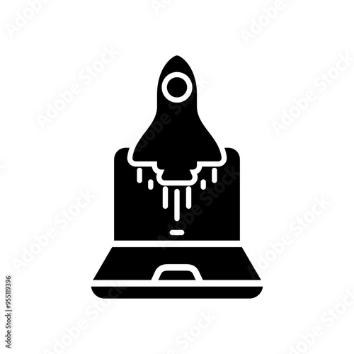 start up advertising icon solid vector design