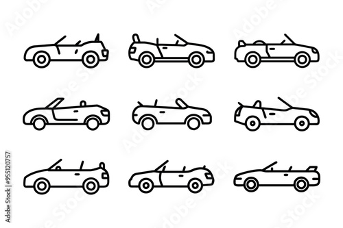 cabriolet car outline drawing.