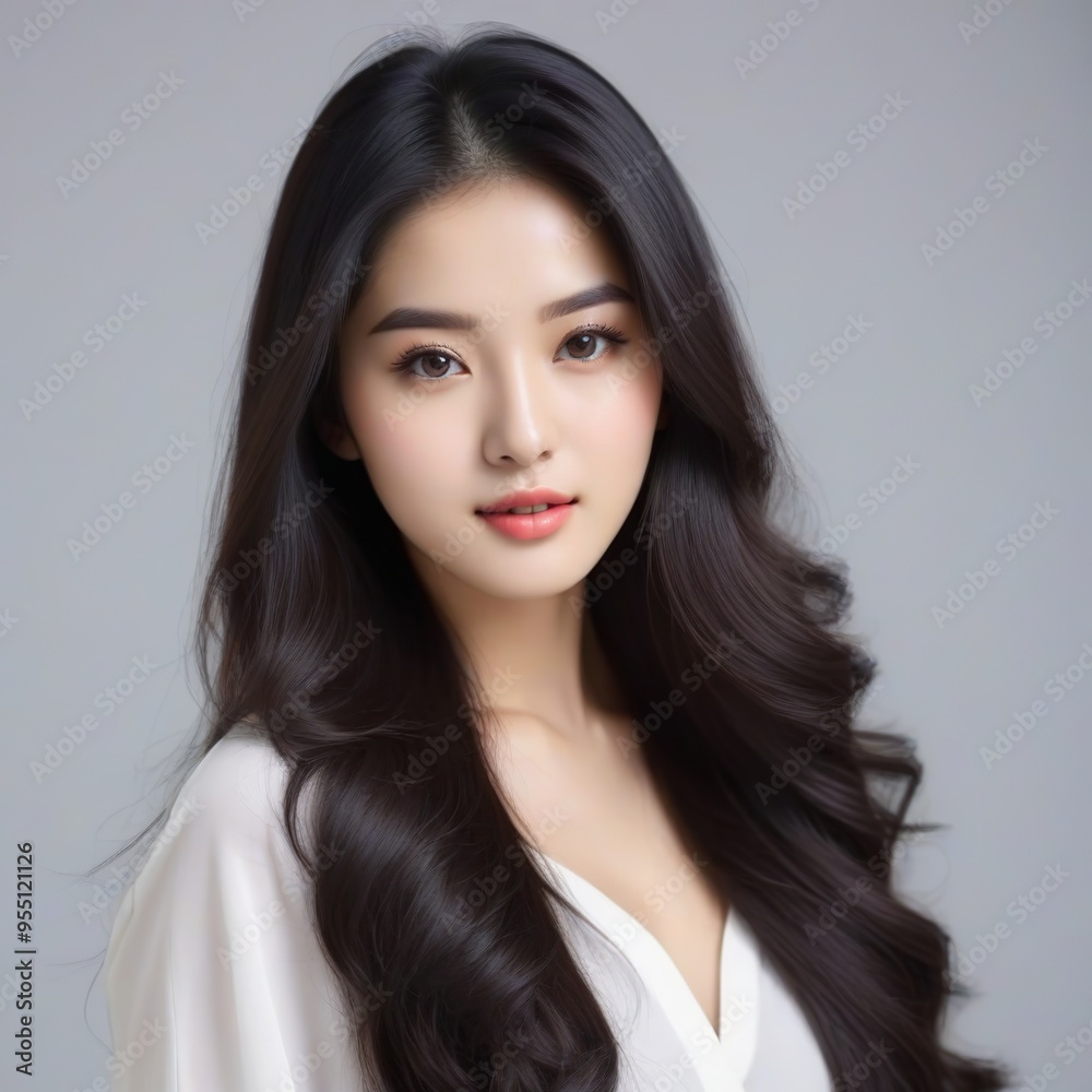 Attractive Girl with Long Hair and Bright Eyes Attractive Girl with Long Hair and Bright Eyes