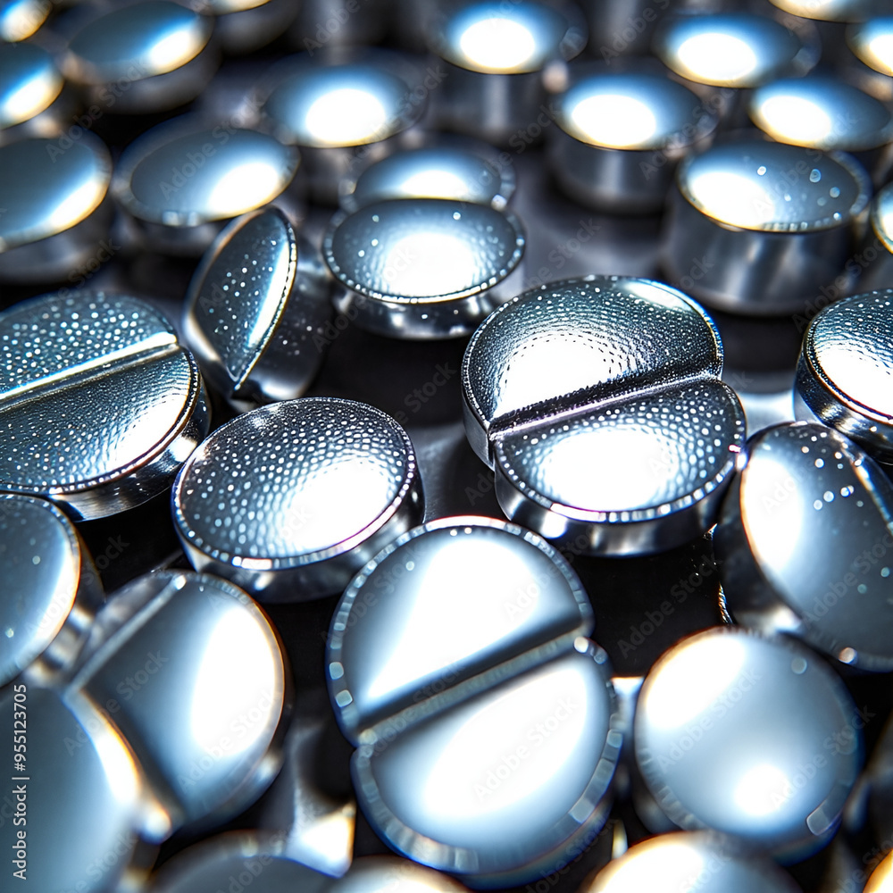 Silver-coated tablets sparkle under the fluorescent light, almost too beautiful to consume. Silver-coated tablets sparkle under the fluorescent light, almost too beautiful to consume.