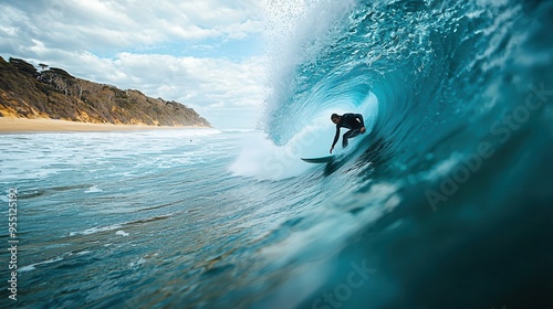 Riding the Perfect Wave: A Skilled Surfer Carving Through the Water with Focus and Balance