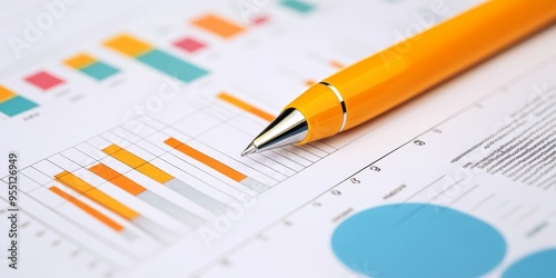 Illustrated business financial plan with colorful graphs and detailed financial data professional and precise document