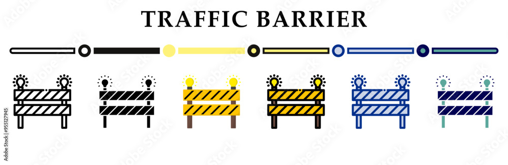 Traffic barrier icons set. 6 Various styles. For sign, symbol, element ...