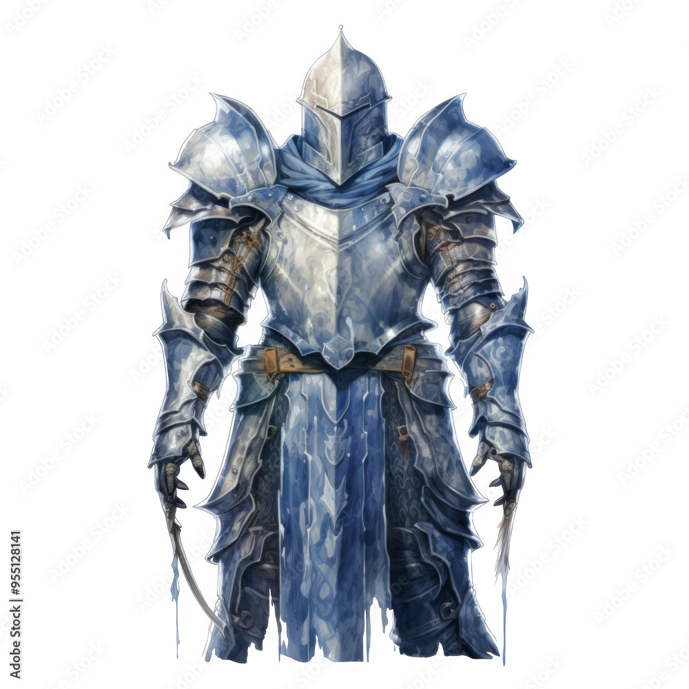 Fototapeta premium A Knight in Shining Blue Armor with Two Daggers