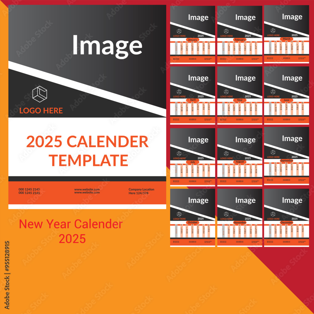2025 Calender Free vector Design wall calendar blue new template a design vector