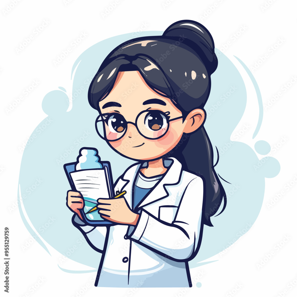 Cute Female Doctor Taking Notes Medical Professional Healthcare Illustration Cute Female Doctor Taking Notes Medical Professional Healthcare Illustration