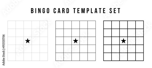 Simple bingo card grid template set. Vector illustration bingo card design.
