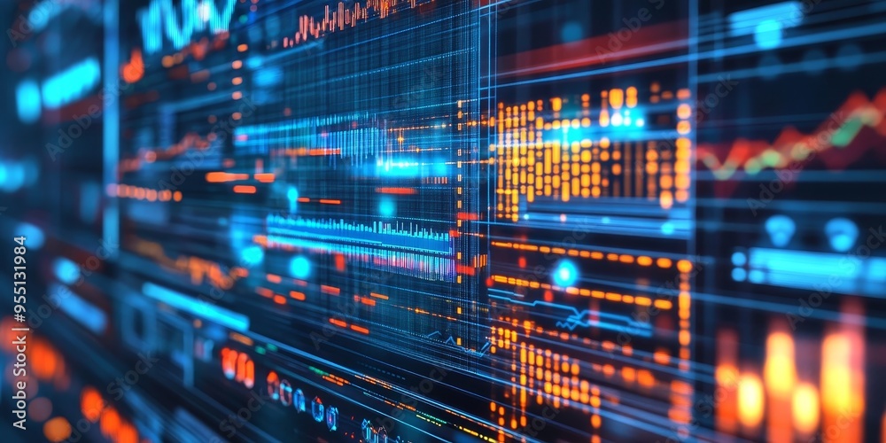 Naklejka premium Digital interface showcasing data protection features in financial systems secure and user-friendly design