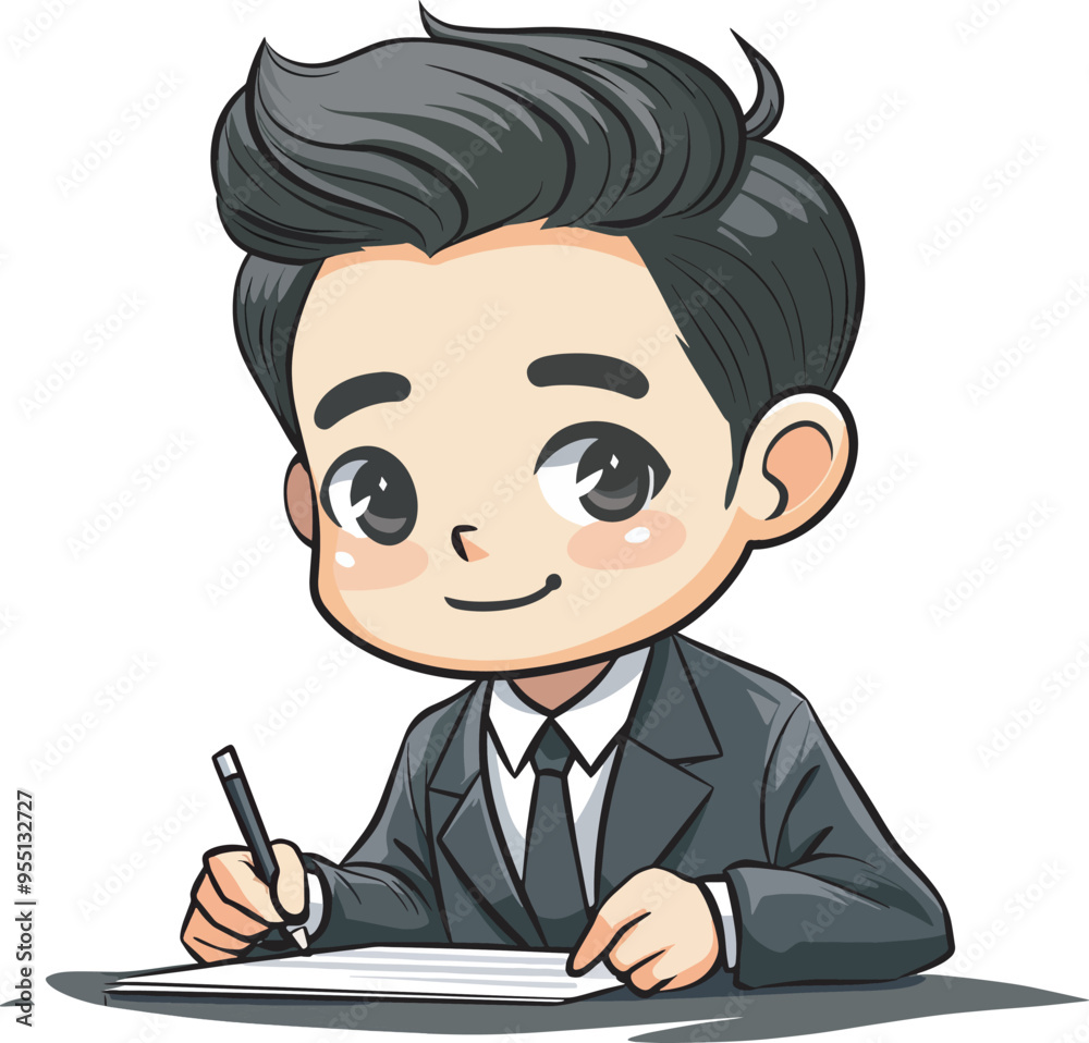 Cute Businessman Cartoon Character Writing On Paper Businessman Working Office Job Work Occupation DeskIllustration Drawing Art Digital Cute Businessman Cartoon Character Writing On Paper Businessman Working Office Job Work Occupation DeskIllustration Drawing Art Digital
