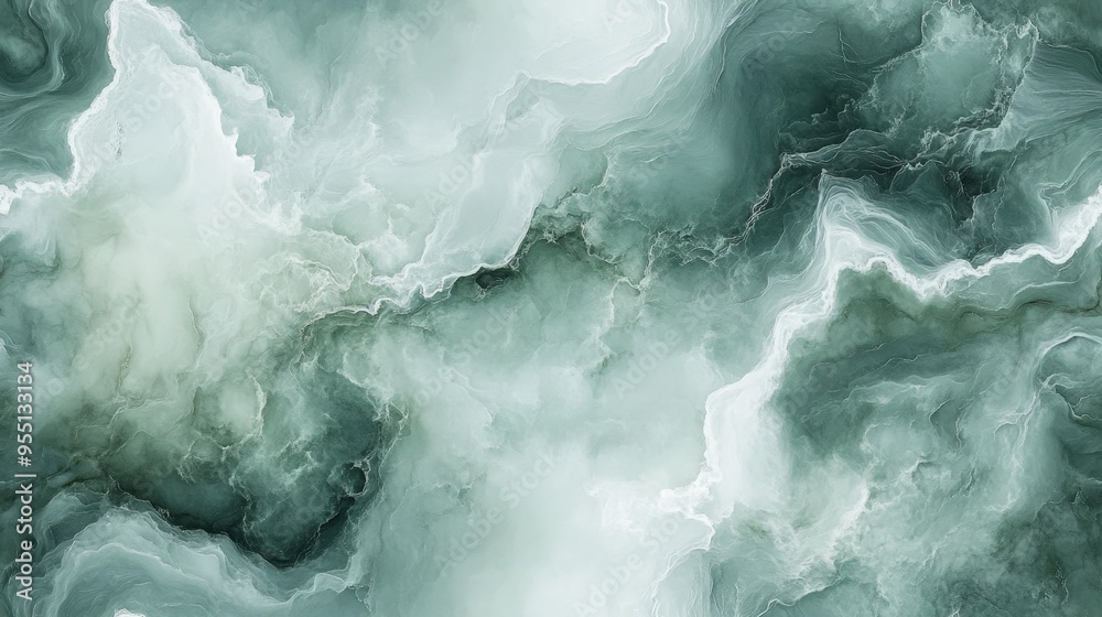 Seamless marble texture in soft olive with white veins, [Abstract Background Marble], [Earthy and refined]