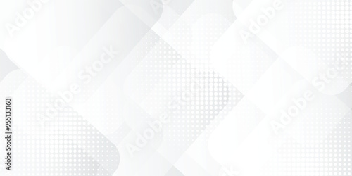 Wallpaper Mural 3D white geometric abstract background overlap layer on bright space with rounded rhomb effect decoration Torontodigital.ca