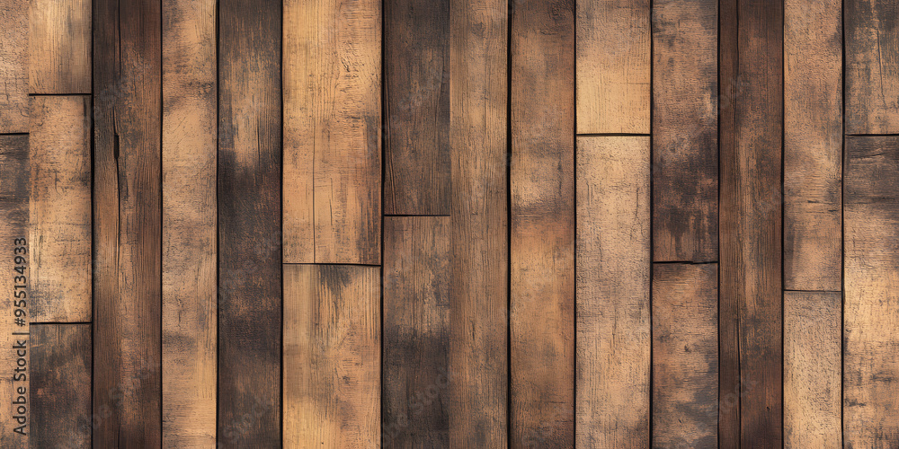 Seamless rustic oak or redwood planks background texture. Tileable stained brown hardwood wood floor, wall, deck or crate repeat pattern. Vintage old weathered wooden wallpaper backdrop. 3D rendering. Seamless rustic oak or redwood planks background texture. Tileable stained brown hardwood wood floor, wall, deck or crate repeat pattern. Vintage old weathered wooden wallpaper backdrop. 3D rendering.