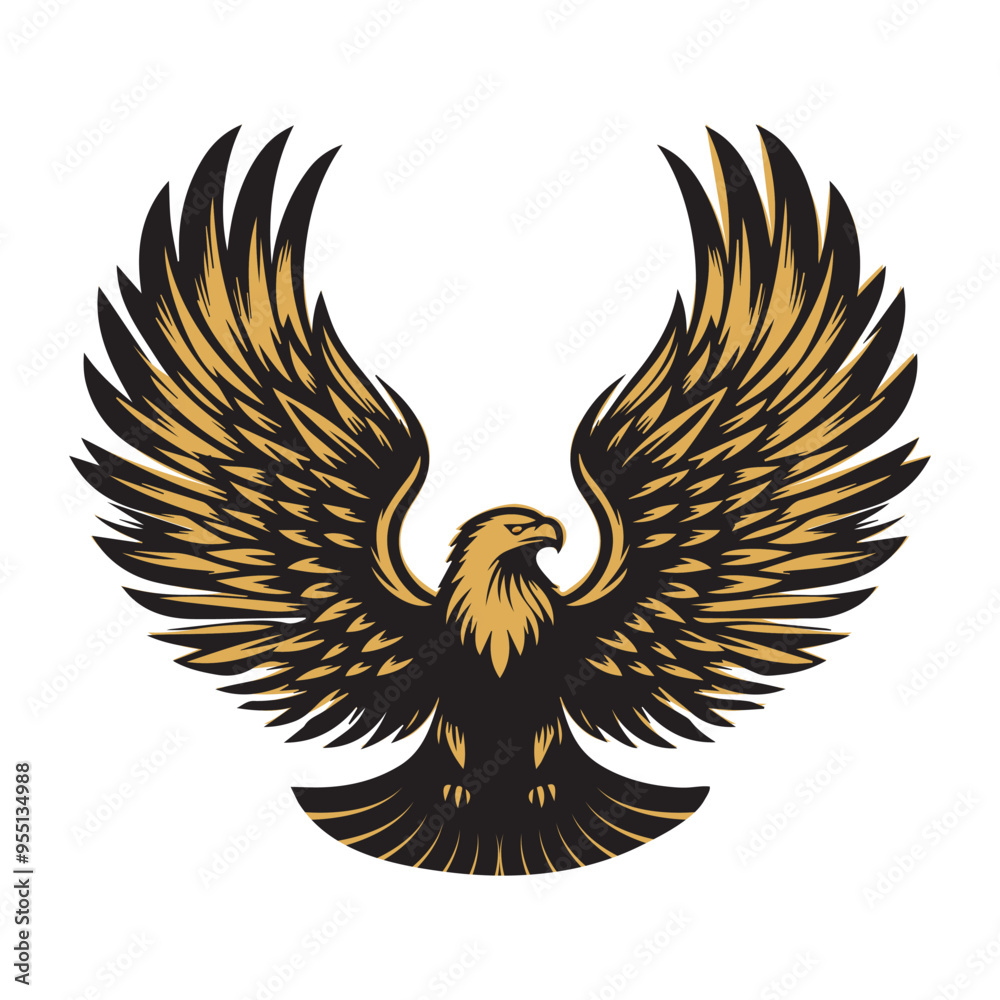 Obraz premium An eagle flapping its wings up and down.