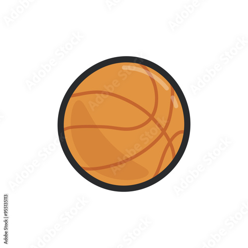 basket ball in outline flat vector design.