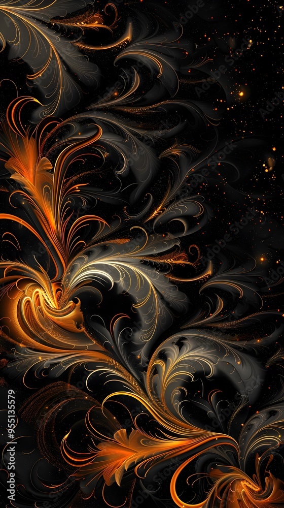 Ethereal Fractal Artwork With Intricate Glowing Golden Lines and Swirls on a Dark Background Ethereal Fractal Artwork With Intricate Glowing Golden Lines and Swirls on a Dark Background