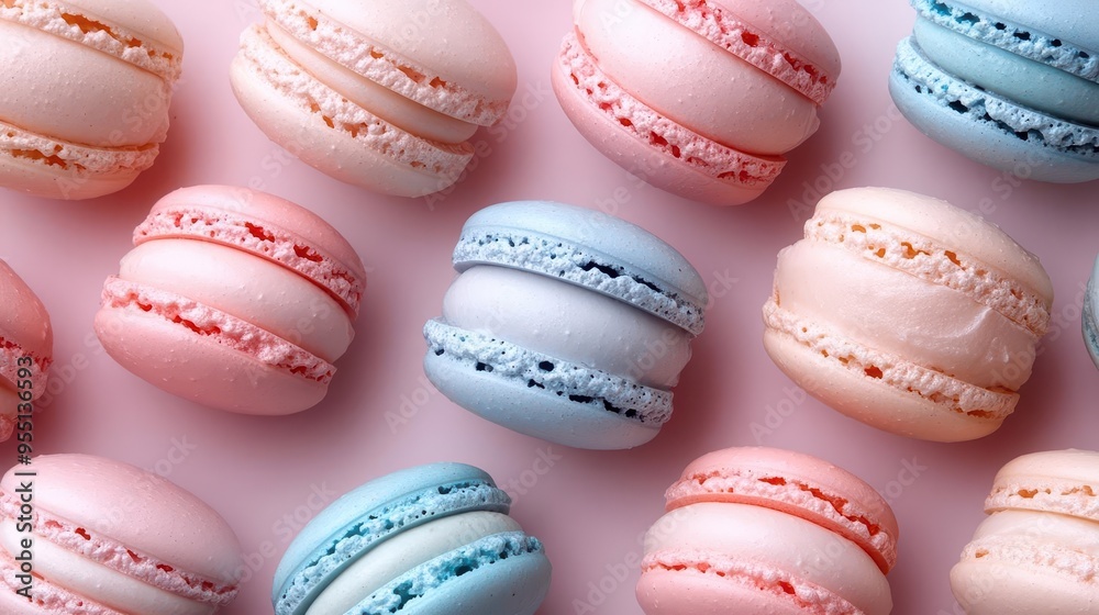 delicate macarons arranged artfully on light background pastel hues of french confections create a visually pleasing pattern soft lighting enhances texture and color delicate macarons arranged artfully on light background pastel hues of french confections create a visually pleasing pattern soft lighting enhances texture and color
