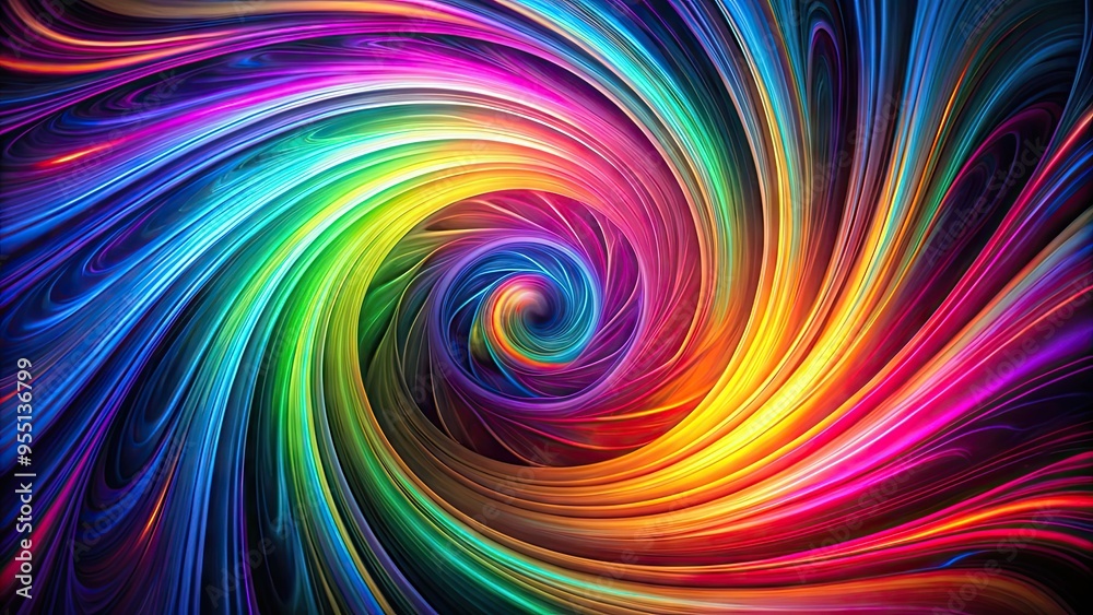 Vibrant, abstract, neon-colored spiral pattern on a black background, evoking a mesmerizing sense of depth and movement with its swirling, fluid forms. Vibrant, abstract, neon-colored spiral pattern on a black background, evoking a mesmerizing sense of depth and movement with its swirling, fluid forms.