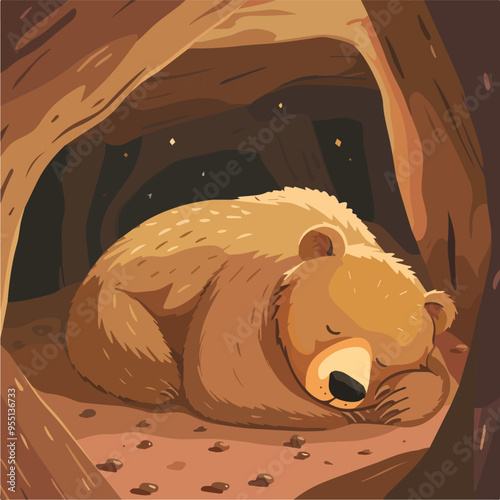 Brown bear grizzly sleeping hibernation wildlife animal nature wild mammal forest den cave brownbear woods woodland sleepingbear predatory carnivore omnivore brown fur paws claws endangered species