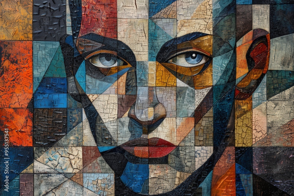 Obraz premium Abstract geometric portrait with vibrant colors