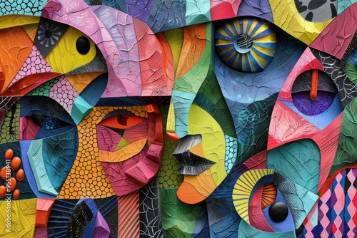 Abstract geometric portrait with vibrant colors