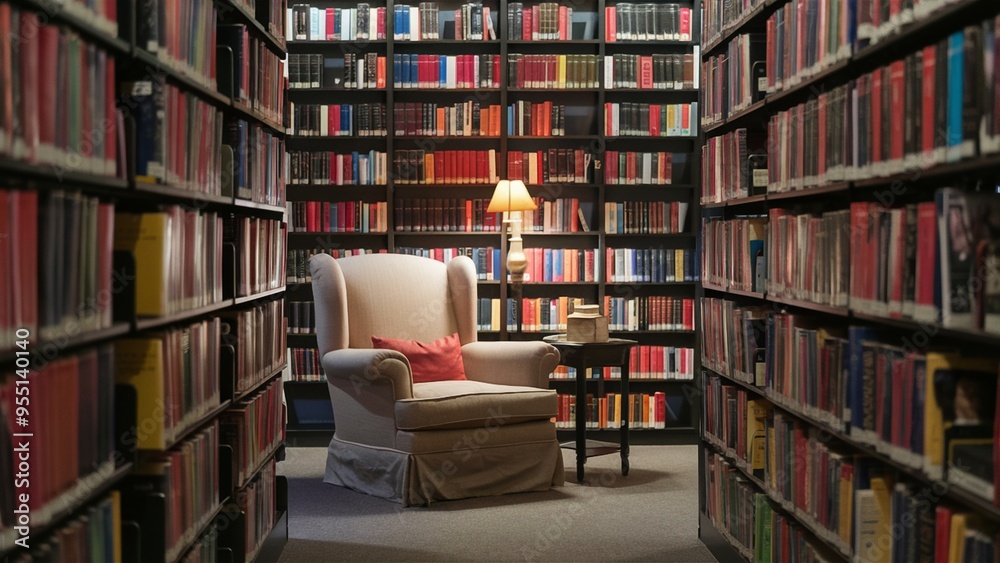Cozy Reading Nook in a Colorful Library Cozy Reading Nook in a Colorful Library