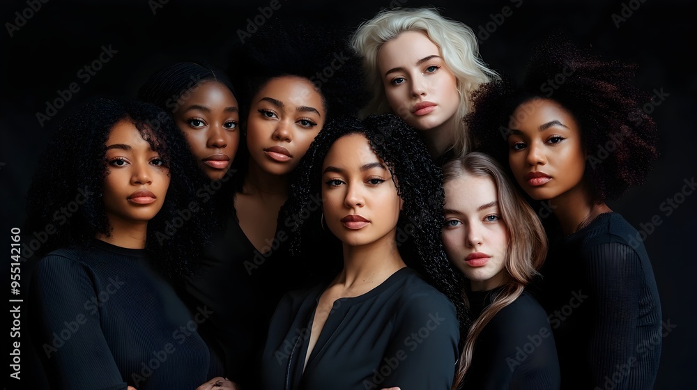 Fototapeta premium Multiethnic Women Posing Together in Studio Concept of Body Positivity and Self Acceptance