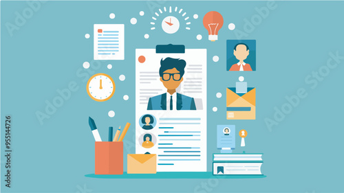 Human Resources Recruitment Candidate Selection Choosing Best CV Resume Profile For Job VacancyIllustration Concept