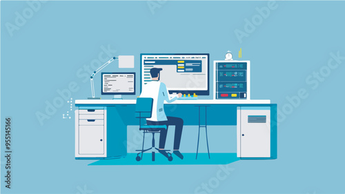Programmer working in office - software developer - coding - system administrator - software engineering - IT specialist - computer programmer - web developer - computer science - programmer