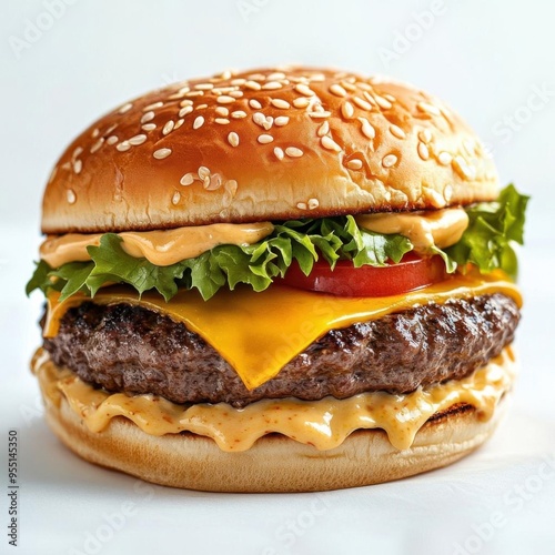 Detailed realistic HD of  burger in full juiciness