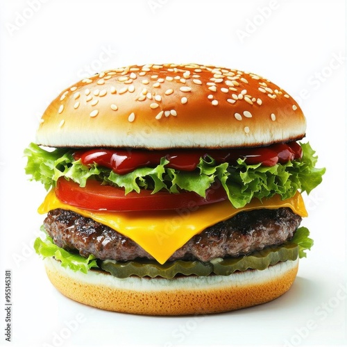 Detailed realistic HD of burger in full juiciness