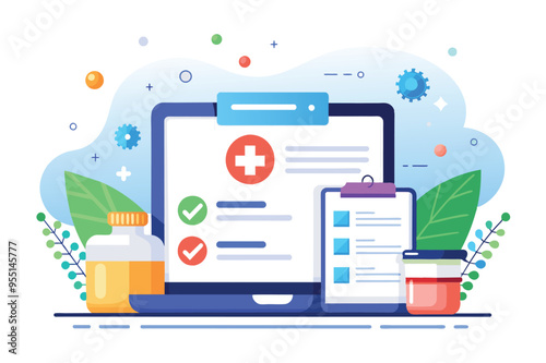 An overview of creating a medical Checklist, Clipboard and Pencil Icon Flat Design on White Background.