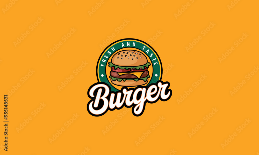 Fototapeta premium Colorful burger logo with text 
