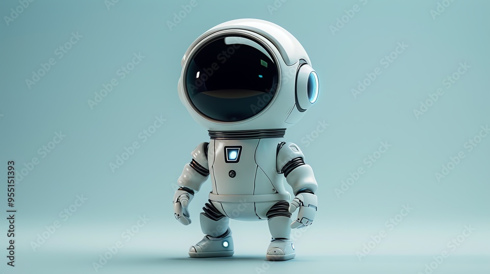 A charming cartoon astronaut standing against a soft turquoise background, perfect for kids' themes or space exploration projects. A charming cartoon astronaut standing against a soft turquoise background, perfect for kids' themes or space exploration projects.
