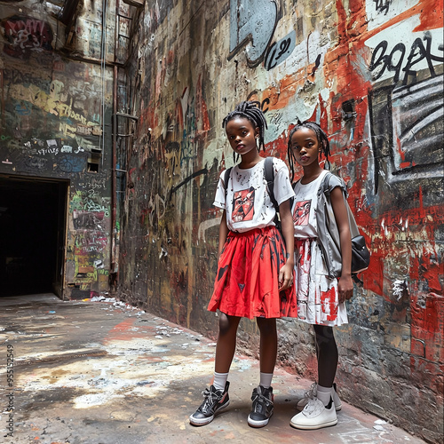 A trendy, urban scene featu...