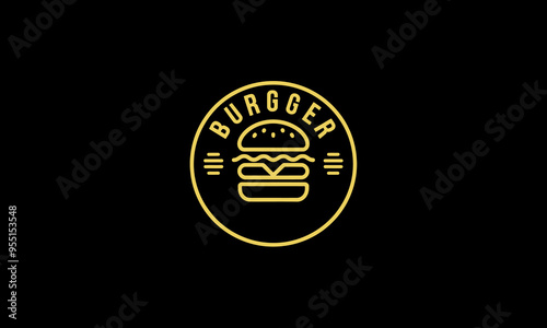 Simple burger logo with text "BURGER" in yellow outline