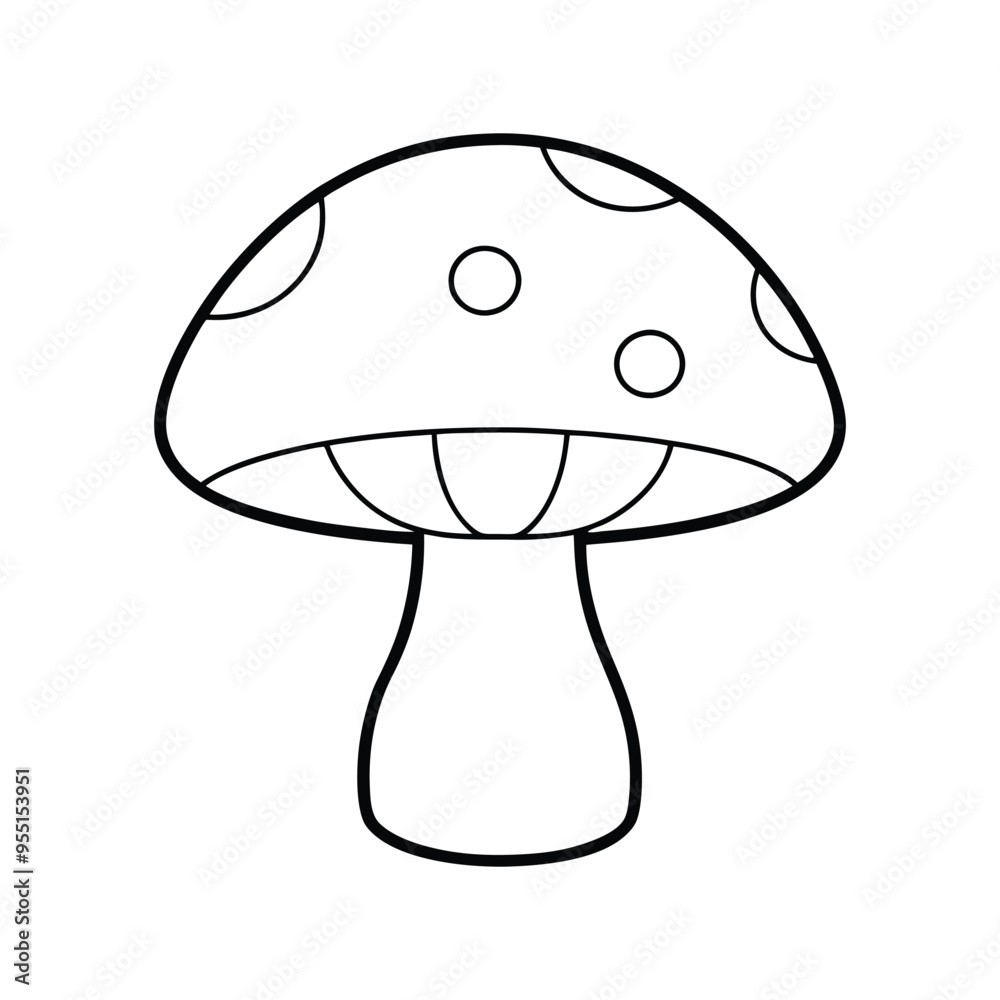 Mushroom Outline Clipart - Classic Black and White Illustration Mushroom Outline Clipart - Classic Black and White Illustration
