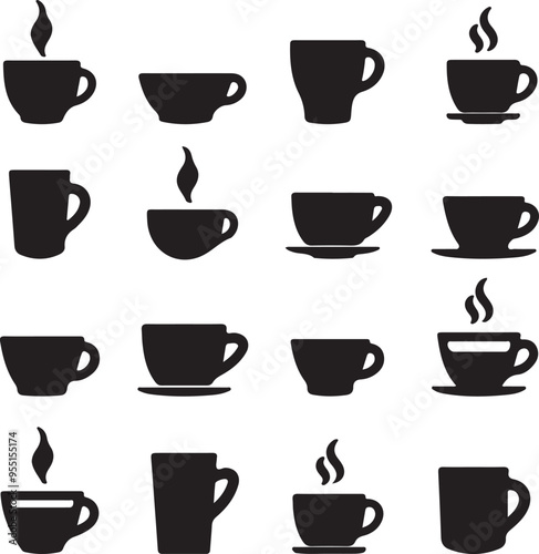 Coffee mug silhouette vectors Silhouettes of coffee mugs