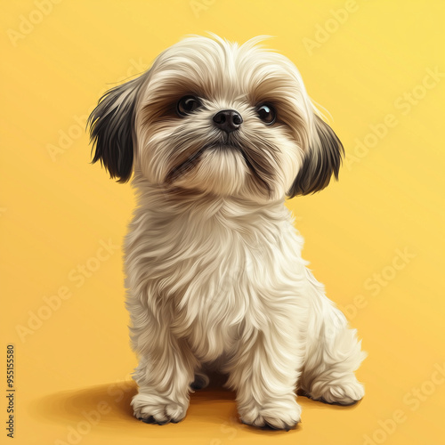 The photo of Dog French bulldog, Labrador retriever ,Golden retriever, German shepherd ,Poodle, Beagle with a cheerful expression is sitting upright and alert on the left side of a solid background