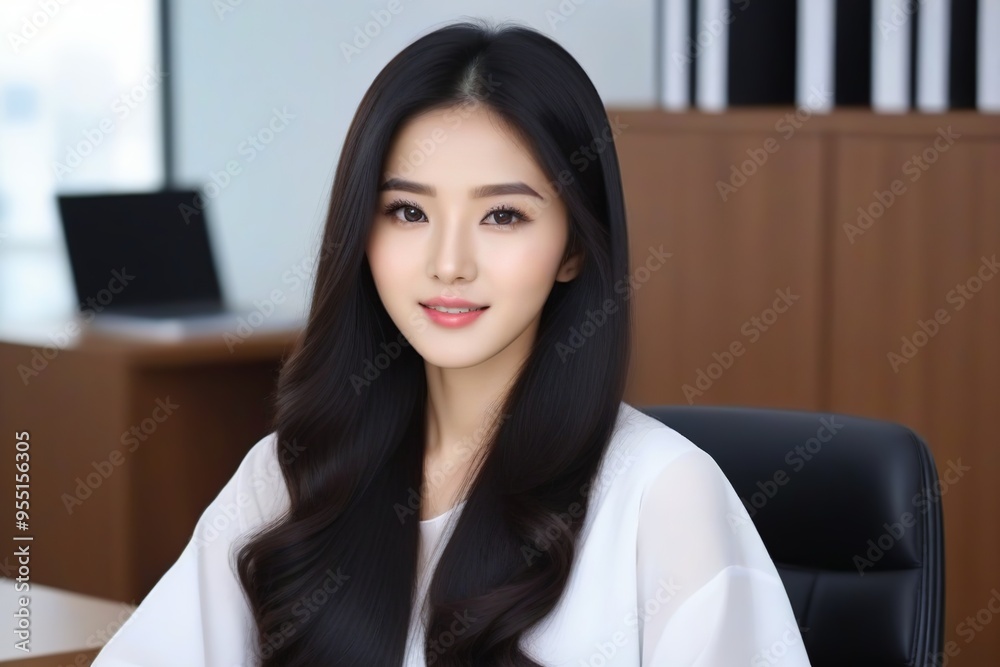 Attractive Girl with Long Hair and Bright Eyes Attractive Girl with Long Hair and Bright Eyes