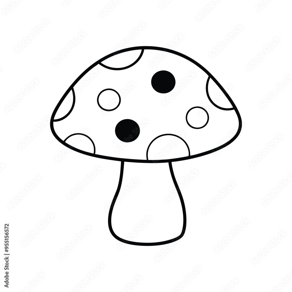 Food-Themed Mushroom Clipart - Outline in Black and White Food-Themed Mushroom Clipart - Outline in Black and White
