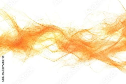 Abstract orange and yellow flowing lines on a white background.