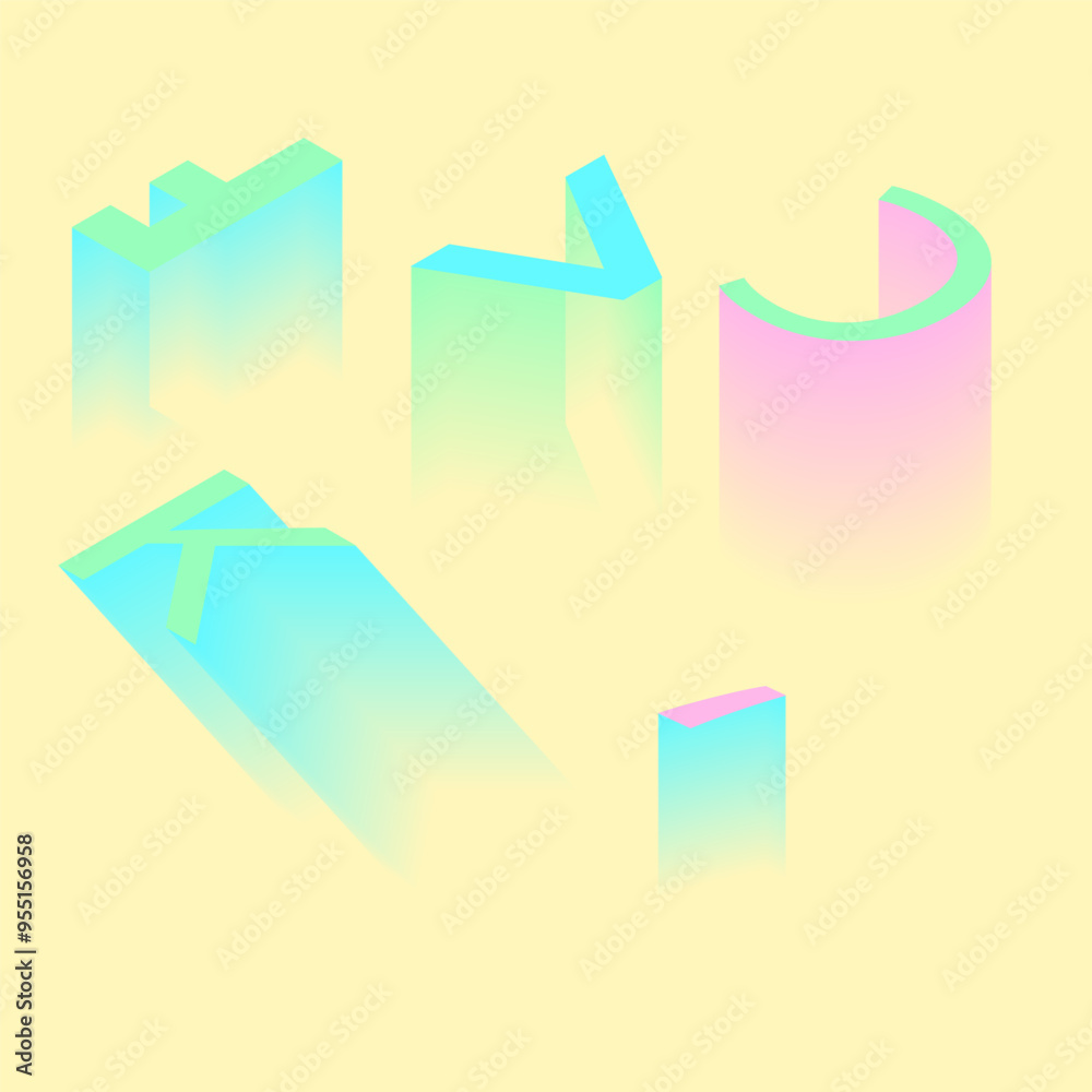 Five geometric shapes on pastel yellow background. Perfect for graphic design projects, social media posts, and modern branding materials. Five geometric shapes on pastel yellow background. Perfect for graphic design projects, social media posts, and modern branding materials.